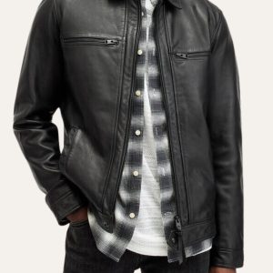 Vintage Mens Black Moto Leather Jacket